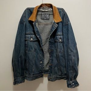 Fluid Blues Men’s Vintage Jean Jacket with Leather Collar